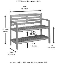 Espresso Brown Solid Wood Large Bench with Back - Abingdon