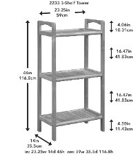 White Solid Wood 3 Shelf Tower - Abingdon-2