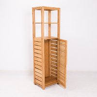 Bamboo Linen Tower Shelf with Door