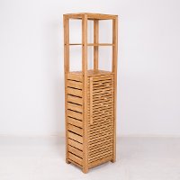 Bamboo Linen Tower Shelf with Door-2