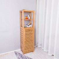 Bamboo Linen Tower Shelf with Door-6