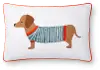 P6004-RP-MULTI Rifle Paper Co. White and Multi Color Dog Printed and Embroidered Throw Pillow