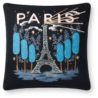 Black and Multi Color Paris Throw Pillow