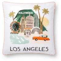 P6009-RP-MULTI Multi Color Print and Embroidered Los Angeles Throw Pillow