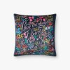 Midnight and Multi Color Flowers Throw Pillow