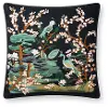 P6017-RP-BLACK/MULTI Rifle Paper Co. Black and Multi Color Bird Print and French Knot Throw Pillow