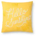 P6031-RP-YELLOW/WHT Yellow and White Hello Sunshine Throw Pillow