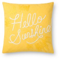 Yellow and White Hello Sunshine Throw Pillow
