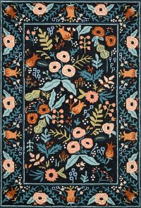 5 x 8 Medium Black Autumn Flower Area Rug - Les Fleurs