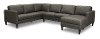 Gray Leather 3 Piece Sectional Sofa with RAF Chaise - Essentials