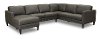 Gray Leather 3 Piece Sectional Sofa with LAF Chaise - Essentials