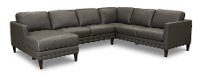 Gray Leather 3 Piece Sectional Sofa with LAF Chaise - Essentials