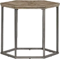 Addison Cove Ash Blonde and Metal Hexagonal End Table