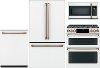 KIT Cafe 4 Piece Kitchen Appliance Package with Double Oven Gas Range - White