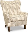 Traditional Striped Beige Wing Chair - Swift