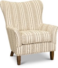 Traditional Striped Beige Wing Chair - Swift