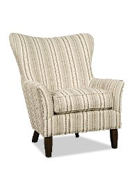 Traditional Striped Beige Wing Chair - Swift-2