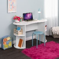Small White Student Desk with Storage-2