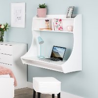 Small Wall Mount White Desk-2