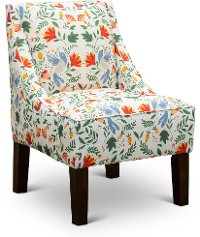 72-1NRDBRWHTOGA White Accent Chair with Birds and Florals - Rebecka