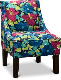 72-1EVNFLRFCH Fuchsia, Blue and Green Floral Accent Chair - Rebecka