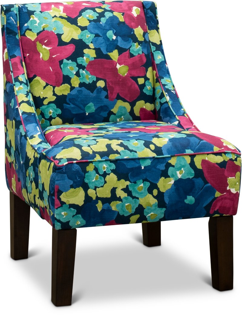 Fuchsia Blue And Green Floral Accent Chair Rebecka Rc Willey Furniture Store