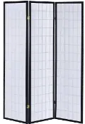 Black and White Transitional 3 Panel Folding Screen - Alberto