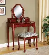 Brown Red Traditional 2 Piece Vanity Set - Adam