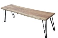 Rustic Industrial Acacia Wood and Metal Bench - Camden
