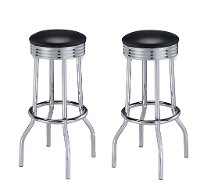 Retro Black and Chrome 30 Inch Barstool - Abigail
