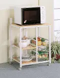 White Metal and Wood Kitchen Cart - Anna