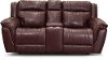Chili Red Leather-Match Power Reclining Console Loveseat with Adjustable Headrest - Trent