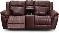 Chili Red Leather-Match Power Reclining Console Loveseat with Adjustable Headrest - Trent-3