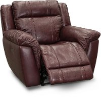 Chili Red Leather-Match Power Recliner with Adjustable Headrest - Trent-2