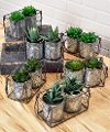 Assorted Two Potted Faux Plant Arrangements In A Basket