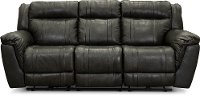 Charcoal Gray Leather-Match Power Reclining Sofa with Adjustable Headrest - Trent