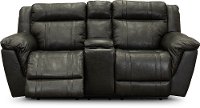 Gray Leather-Match Power Reclining Console Loveseat with Adjustable Headrest - Trent-2