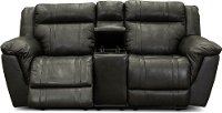 Gray Leather-Match Power Reclining Console Loveseat with Adjustable Headrest - Trent-3