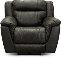 Charcoal Gray Leather-Match Power Recliner with Adjustable Headrest - Trent
