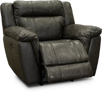 Charcoal Gray Leather-Match Power Recliner with Adjustable Headrest - Trent-2