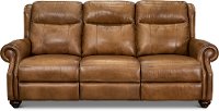 Toffee Brown Leather Power Reclining Sofa with Power Headrest - Hancock