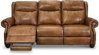 Toffee Brown Leather Power Reclining Sofa with Power Headrest - Hancock-2