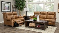 Toffee Brown Leather Power Reclining Sofa with Power Headrest - Hancock-3
