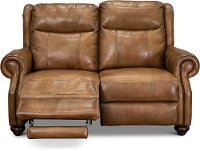 Toffee Brown Leather Power Reclining Loveseat with Power Headrest - Hancock-2