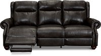 Dusk Gray Leather Power Reclining Sofa with Power Headrest - Hancock