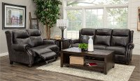 Dusk Gray Leather Power Reclining Sofa with Power Headrest - Hancock-3