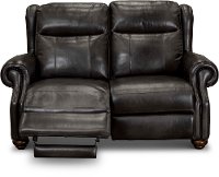 Dusk Gray Leather Power Reclining Loveseat with Power Headrest - Hancock-2
