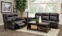 Dusk Gray Leather Power Reclining Loveseat with Power Headrest - Hancock-3