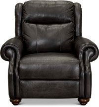 Dusk Gray Leather Power Recliner with Power Headrest - Hancock