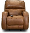 SoCozi Amber Brown Leather-Match Rocker Power Recliner - Fame